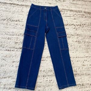 Skies Are Blue NWT Carpenter Jeans Utility Stitch, Structured Classic Blue, Sz S